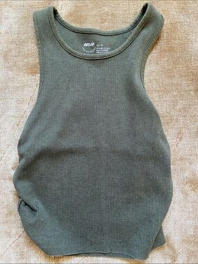 aerie Olive Green Ribbed Tank